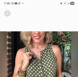 CAbi Olive Floral Sleeveless Blouse